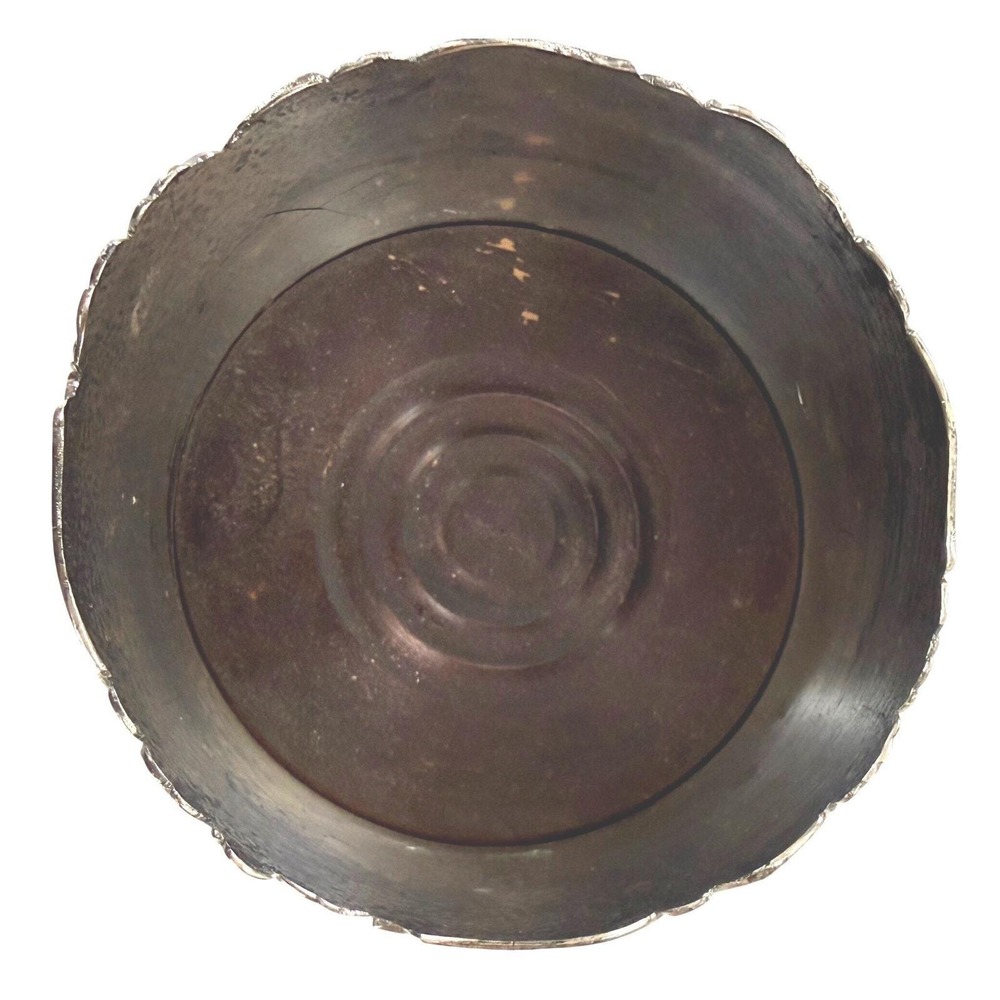 Vintage Silverplate Wine Bottle Coaster Wood Lined Grape Vine Japan Holder - Picture 6 of 11